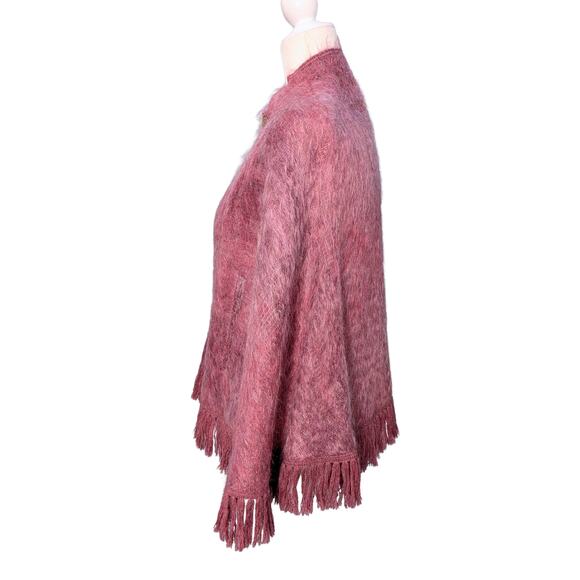 Cool Pink Mohair Wool Cape Poncho - Size Small - Picture 4 of 6